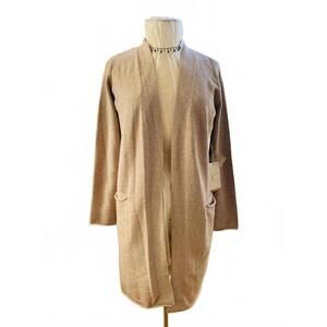 Cyrus Women's Beige Open Front Long Cardigan Sweater Small